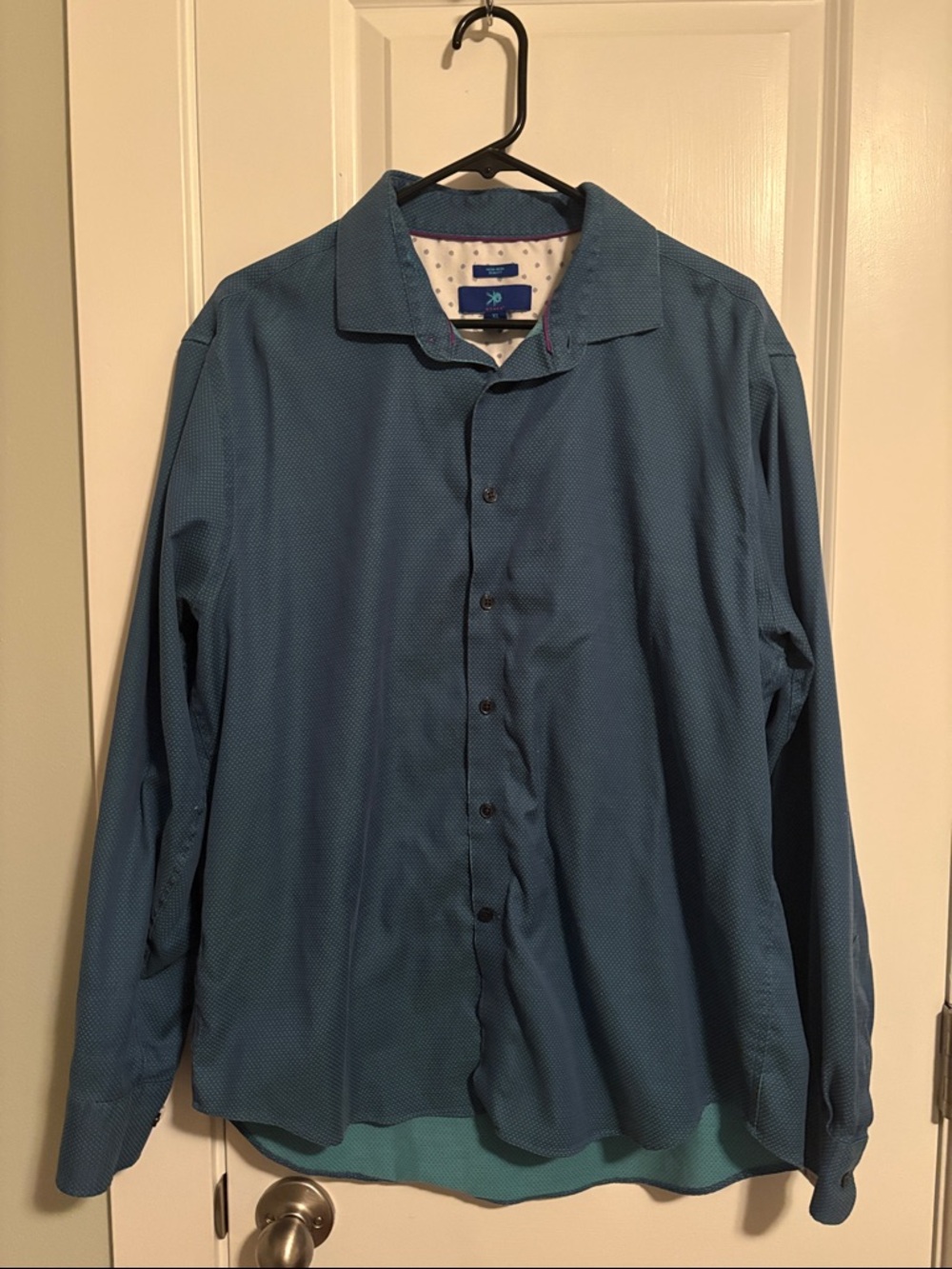 Egara Teal Microdot Button-Up Shirt